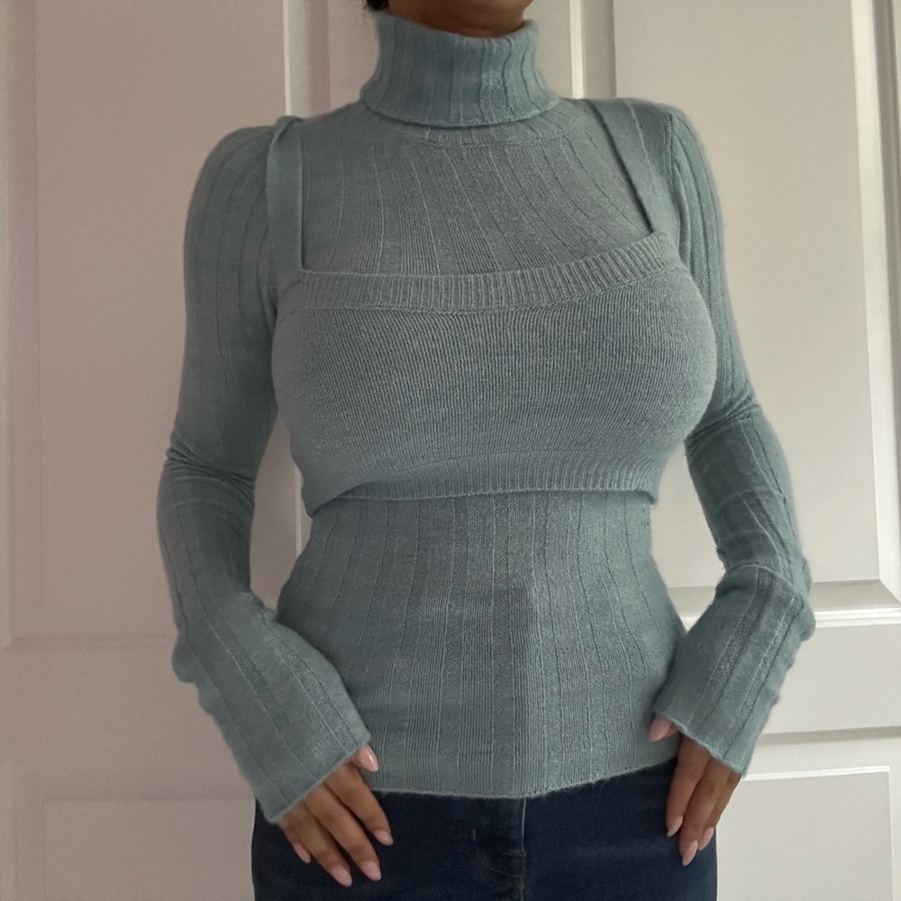 Long Sleeve Turtleneck Sweater with Crop Top